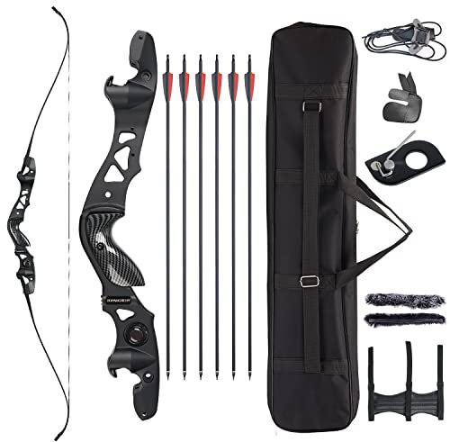 ILF Take-Down-Recurvebogen für Erwachsene und Jugendliche Anfänger, Bogen und Pfeil Set 62 Recurve Jagdbogen für das Training im Freien Rechtshänder 60lbs