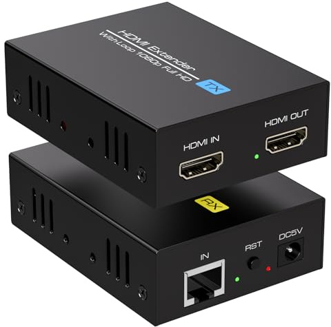 VEDINDUST 120M 393FT HDMI Extender Ethernet su Cavo Di Rete Cat5e 6 7 8 Auf RJ45 Supporta Il Loop out Locale 1080P Per TV DVD Laptop PC