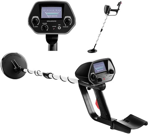 GiantexUK Metal Detector, High Accuracy Detector Kit with Waterproof Search Coil, 77-107cm Adjustable Stem, LCD Monitor, Disc & All Metal Modes, Lightweight Treasure Seeker for Kids Adults