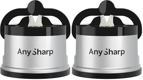 AnySharp Knife Sharpener with PowerGrip, Silver, One Size (Pack of 2)