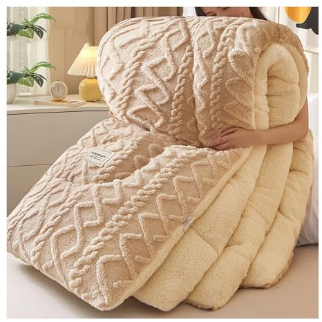 Tauzveok Bettdecke Winter, Dicker Lammsamt Warmer Steppdecke, Flauschige Winterbettdecken, Dicke Winter Duvet, Federbettdecke Für Bettwäsche,E,150x200cm 3.5kg