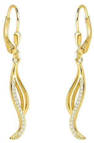SOFIA MILANI - Damen Ohrringe 925 Silber - mit Zirkonia Steinen - Gebogener Ohrhänger