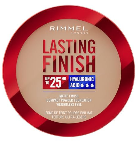 Rimmel London, Lasting Finish, 007 Golden Beige, Fondotinta Compatto, Finish Soft-Focus, Finish opaco, Coprenza totale, SPF20, Formula vegana, 7 g