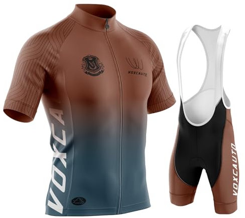 VOXCAUTQ Herren Fahrradtrikot Set Herren Fahrradbekleidung Set Kurzarm Herrentrikot Radhose Radtrikots für Herren Schnelltrocknend Atmungsaktiv Mit 9D Sitzpolster (4XL,Typ-43)