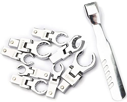 BUNGAA Chiave inglese, Chiave regolabile - Chiave a cricchetto portatile Testa vibrante Set combinato intercambiabile Girevole a 180 ° Chiave flessibile rimovibile Chiave for cambio professionale