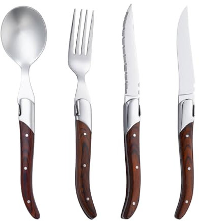 Cutlery Sets Stainless Steel Western Steak Knife and Fork with Wooden Handle Cutlery Steak Knife Spoon Spoon Fork Set Brown