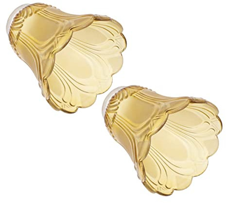 Hoement 2pcs European Glass Lampshade Set, Tea Color Bell-Shaped Lamp Cover with 4cm Mount, Suitable for Bedside and Living Room Table Lamps, Modern Home Lighting Accessories