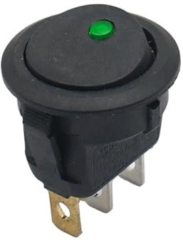 Interrupteur à bascule étanche 20 A 12 V 220 V for voiture, bateau, interrupteur rond ON/OFF SPST(Green,220V)