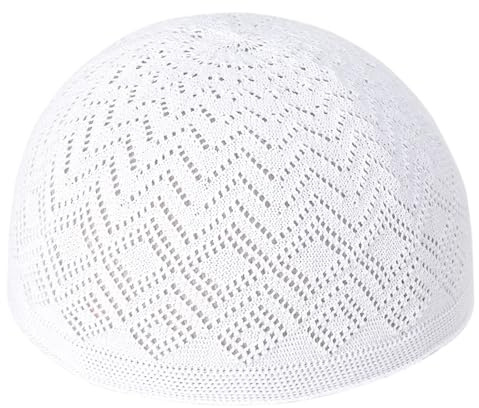 XBOKA Chapeau Kufi en tricot creux pour adultes, adolescents, musulmans, respirant, décontracté, fait à la main, chapeau de prière traditionnel