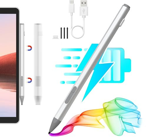 Surface Pen Stylus Stift für Microsoft Surface Pro 11/10/9/8/X/7+/7/6/5/4/3, Surface Go 4/3/2/1, Surface Laptop/Studio/Book 4/3/2/1 mit Palm Rejection, 4096 Druckstufen, USB C Aufladung, magnetisch