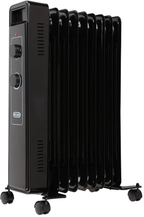 ECOSO 2000W Black UK Plug Oil Filled Electric Radiator 620 x 240mm