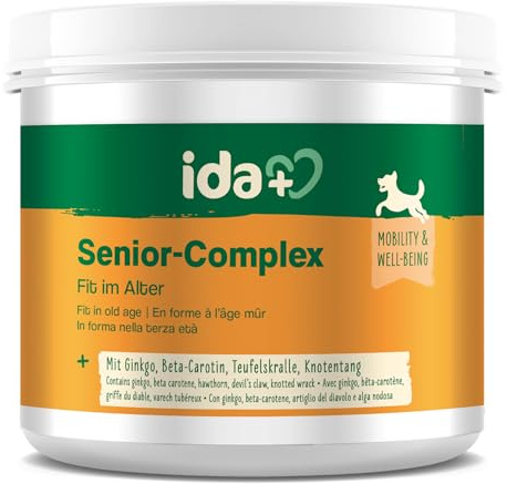 ida+ Senior Complex 350g – Mineralien, Vitamine & Teufelskralle Hund – Mit Bierhefe & Beta Carotin für Senioren Hunde - Superfood für Hunde - Nahrungsergänzungsmittel Hund - Hunde Vitamine Senior