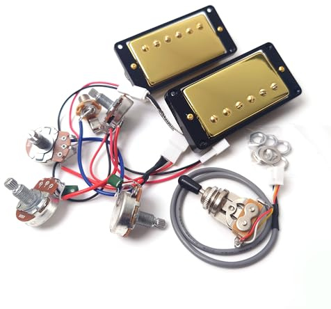 ProBucker Alnico Lot de 2 micros Humbucker pour micros Gibson Les Paul avec bornes à connexion rapide à 2 conducteurs et harnais de câblage 2V2T