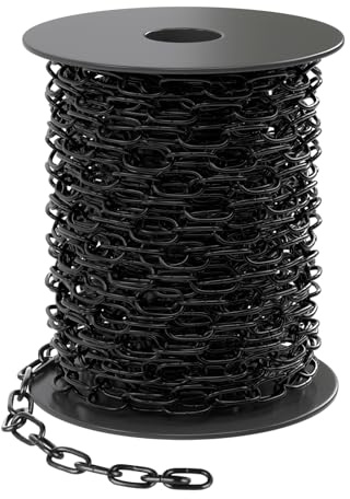 MOLIGOU 1/12 Black Metal Hanging Chain Roll, 33ft Light Duty Chain with Spool, Adjustable Length for Hanging Lights, Plants, Bird Feeders