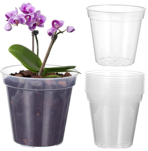 CAXUSD 10piezas Maceta De Orquídea Phalaenopsis Transparente De Plástico con Orificios De Drenaje para Interior y Exterior Unidades