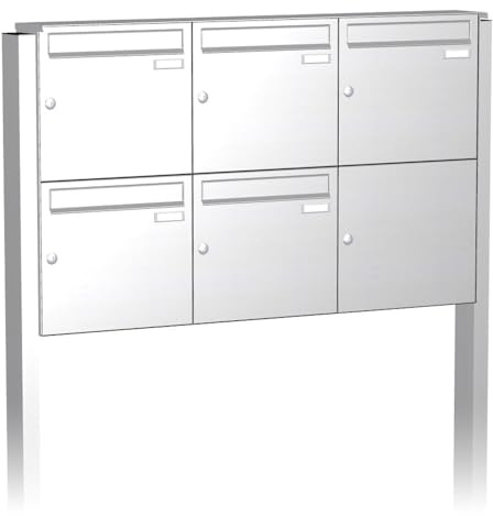 Briefkastenanlage | KNOBLOCH | Freistehend zum Einbetonieren | Edelstahl | 5-Fach | senkrechte Kästen
