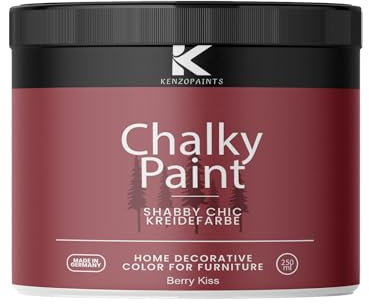 Contura KenzoPaints Kreidefarbe Möbel Farbe 250ml. Trend Farbtöne 2025 Möbellack Holz- Lack Shabby Chic Matt (Berry Kiss, 250ml.)