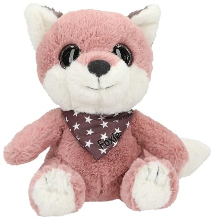 Depesche 13430 Snukis - Kuscheltier Fuchs in Rosa-Weiß, mit Spitzen Ohren, ca. 18 cm großes Plüschtier mit Sternen-Halstuch