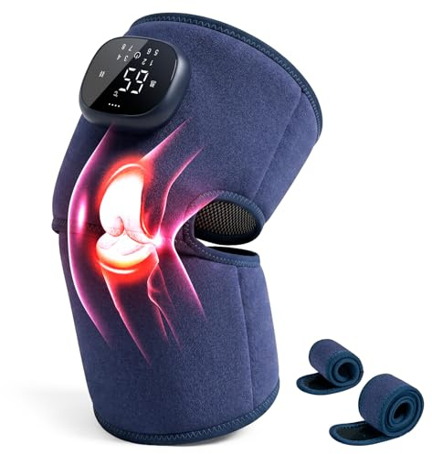 Sgakgu Knee Massager with 5 Levels of Heat and 8 Vibration Modes | Heated Knee Support, 3000mAh High Capacity Battery, Suitable for Massaging Shoulders, Elbows and Knees, 1 Pack - Blue