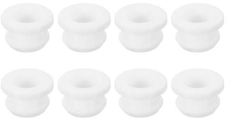 sourcing map 8Pcs Rubber Grommets Fit 0.39 (10mm) Hole Dia.0.39 (10mm) H 0.2(5mm) ID Hole Top Hat Grommet Silicone Rubber Hole Plug Gasket for Electrical Box Cable Pipe, White