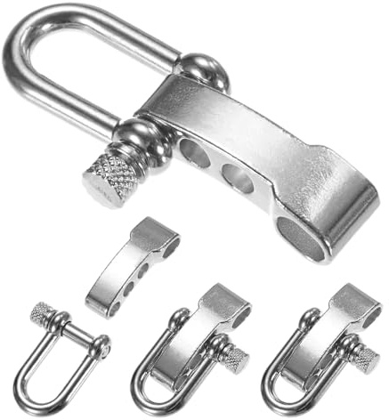 TIXIPEM 4PCS Adjustable Paracord U Bow Shackle Buckle Metal, Silver