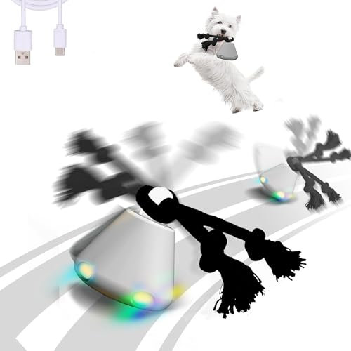 TUWU Hundespielzeug Interaktives Hundeball, Intelligenter Automatischer Rollball für Haustiere, Dog Toys Interaktiver Spielball für Hunde, Hundeball Elektrisch Katzenspielzeug Rollender Ball (Weiß)