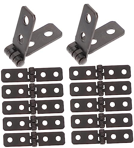 Bisagra de Hierro Negra 12 Piezas, Plegable Larga para Puertas y Cajas