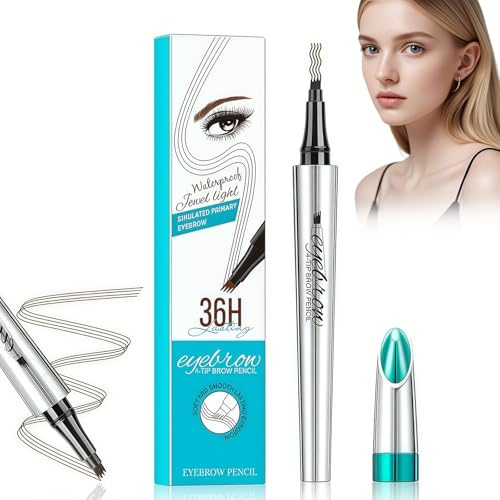 HOUSN 4D Crayon à Sourcils - Eyebrow Pencil avec Pointe 4 Pointes pour Sourcils Simulés Naturels, Crayon Sourcil Waterproof Résistant à la Sueur Tenue 24h Sans Décoloration (Brun Foncé)