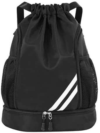 elthmpr Sacca sportiva con coulisse, zaino regolabile con coulisse, borsa sportiva per bambini con scomparto per palla, impermeabile, per giovani adulti, sport e viaggi