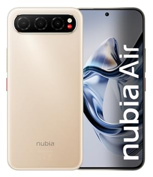 ZTE Nubia Air, Smartphone Libre, 5G, Pantalla AMOLED FHD+ 120Hz, 8(+12) GB RAM, 256GB ROM, Ultra Fino 6.7mm, Sumergible IP69, Traducción IA en Llamadas, Android 15, Batería 5000mAh, Gold