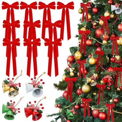 JynxtoyZeal Fiocchi per Albero di Natale, Fiocchi di Natale, Fiocchi Decorazione di Natalizi, per Alberi di Natale per Confezioni Regalo