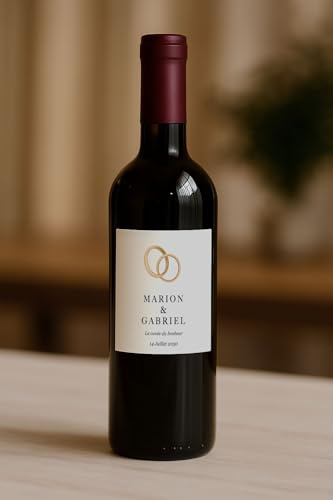 Générique Etichette personalizzate per bottiglie di vino, 9,5 x 9,5 cm, confezione da 6, motivo a scelta, design elegante per matrimoni ed eventi