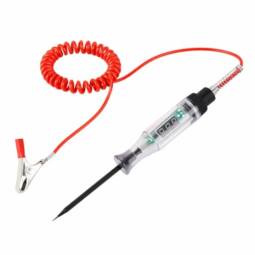 Smart Auto Spannungsprüfer Stift, 5-120V DC Stromprüfer mit Digital-LCD-Anzeige, Flexibler Krokodilklemme & Federdraht, Elektroniktester für Auto, LKW, Motorrad