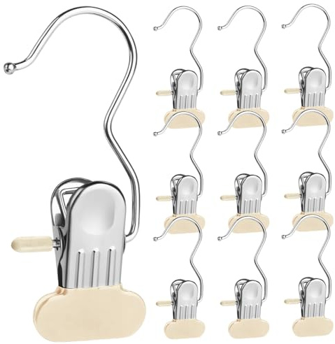 Wäscheklammern Edelstahl, Ohne Abdruck Hosenbügel klemmbügel rutschfest Wäscheleine Klammern für Hosen Schuhe Handtuch (Weiß, 10 PCS)