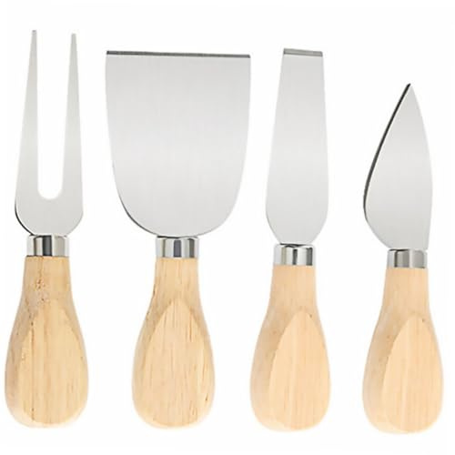 FELTECHELECTR Coupe-Beurre En Acier Inoxydable Trancheuse À Beurre Pelle À Fromage Avec Manche En Bois Kit De Découpe De Fromage Coupe-Fromage De Cuisine Beige