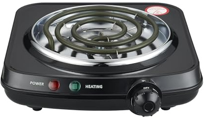Single Coil Electric Burner and Hot Plate, 1100W, Portable Cooking Solution for Home and Travel