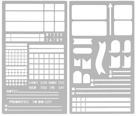 Vauki Bullet Journal Schablonen, Journal Schablone, Wiederverwendbare Metall Malschablone Bastelschablonen, Journaling Zubehör für Tagebuch Notizbuch Scrapbook Zeitschrift