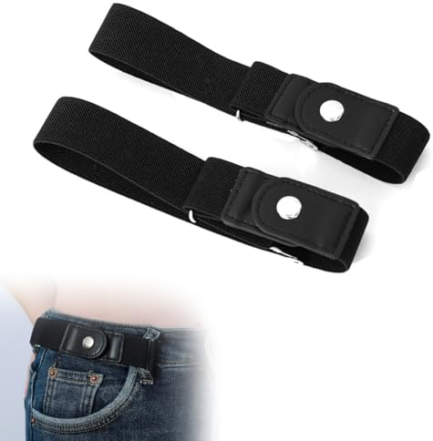 YIPFEN 2 Piezas Cinturón Elástico Invisible Sin Hebilla con Gancho Metálico Y Cierre De Velcro, Unisex Cinturón Ajustable para Hombre Y Mujer, Ligero