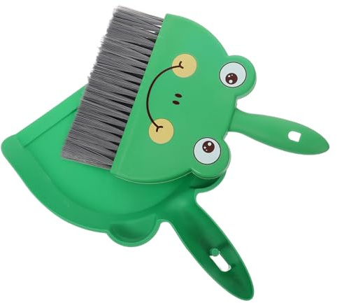 ERINGOGO Ensemble Balayette et Mini Pelle à Poussière Motif Grenouille, Plastique Léger, Petit Outil de Nettoyage Multifonction pour Bureau, Voiture Cuisine, Brosse de Précision Compacte