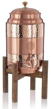 Kupfer-Wasserspender Blume des Lebens, 5 Liter, handgehämmert