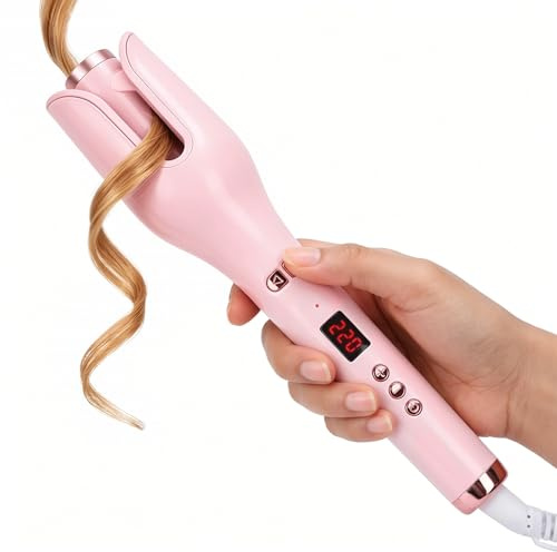 ZDAGELD Hair Curler Automatic Rotating Rose Shape Curling Iron Wand 110-240 V Portable Auto Hair Curler with Fast Heating Ceramic Roller Loose Waves Curls, Suitable for Home Travel (GB Plug)
