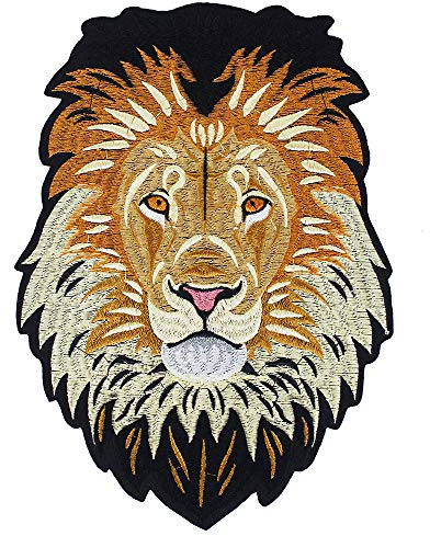 EMDOMO Lion Stickerei Aufbügeln Rückseite Patches Bestickte Applique Reparatur Abzeichen für Kleidung Aufkleber Nähzubehör 1 Stück