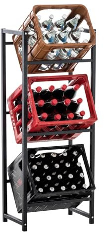 CLP Getränkekistenständer LENNERT I Platzsparender robuster Kistenständer für Getränkekisten I Verschiedene Ausführungen, Farbe:schwarz, Größe:M