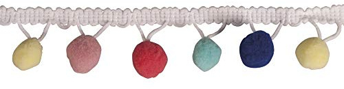 Rayher 55853685 Pompon-Borte, 2 m, Bommelborte, zum Aufpeppen von Kleidung, Textilien, Faschings-/Karnevalkostümen sowie zum Basteln und Dekorieren, Pastell