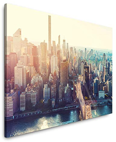 Paul Sinus Art New York Abenddämmerung 60 x 90 cm Inspirierende Fotokunst in Museums-Qualität für Ihr Zuhause als Wandbild auf Leinwand in