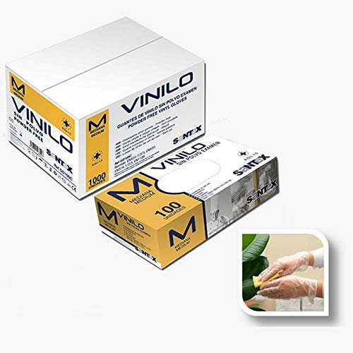 GUANTES VINILO SIN POLVO TRANSPARENTE SANTEX 10X100U (1000u) (M)
