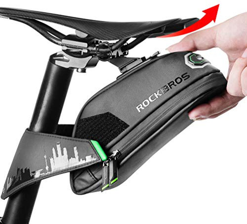 ROCKBROS Fahrrad Satteltasche Fahrradtasche für MTB Rennrad Wasserdicht Stoßfest Sitztasche Schwarz 0,7L/ 0,9L mit Rücklichthalter