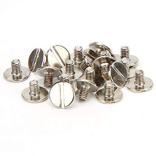 Rivetto a Vite Testa Piatta Ottone Argento 50 Set, Borchie Filettate 6mm 8mm 10mm per Pelle Artigianato, Viti Chiodo Riparazione Borsa Cintura Portafoglio Accessori Pelletteria Fai da Te