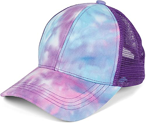 styleBREAKER Damen Ponytail Baseball Cap Batik Mesh Klett | Schlitz für hohen Zopf. Luftiges Netzmaterial hinten, atmungsaktive Baumwolle vorn. Kopfumfang 57-60 cm, 7,5 cm Schirm.