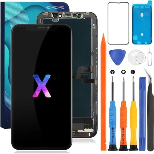 Reemplazo de pantalla LCD táctil para iPhone X, digitalizador, kits de montaje de panel de vidrio A1865, A1901, A1902, A1903 (Incelll Negro)
